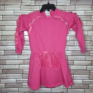 New Blueberi Girls Dress Size 7 Pink Long‎ Sleeve Outfit Ruffles Top Pocket